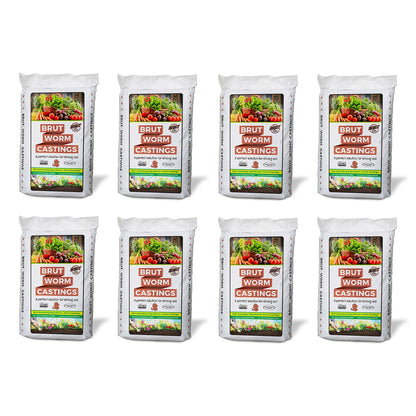 Brut Worm Farms Organic Worm Castings Soil Builder, 30 Pound Bag (8 Pack)