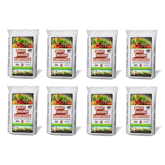 Brut Worm Farms Organic Worm Castings Soil Builder, 30 Pound Bag (8 Pack)