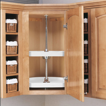 Rev-A-Shelf 20" Lazy Susan D-Shaped Cabinet Polymer Two-Tier, White, 7012-20-11-52