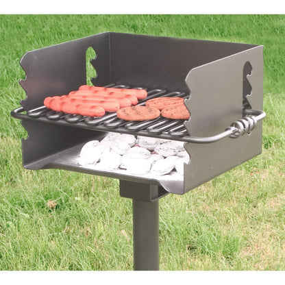 Pilot Rock CBP-135 Park Style Outdoor BBQ Charcoal Grill with Swivel, 6 Pack