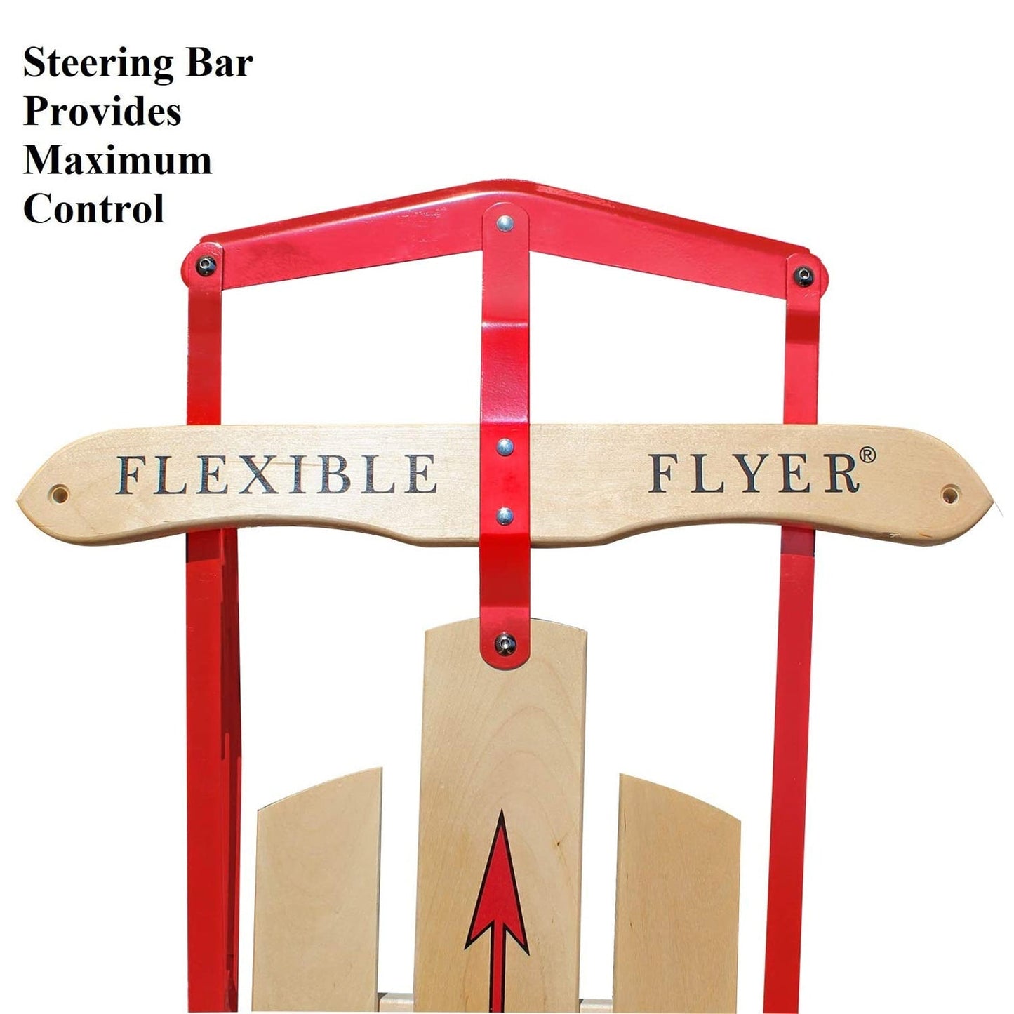 Flexible Flyer Metal Runner Steel/Wood 60" Long Snow Slider Sled for Kids, Red