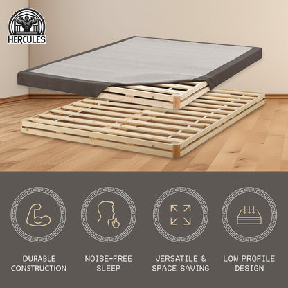 Hercules 4 Inch Low Profile Foundation Mattress Box Spring Replacement, King