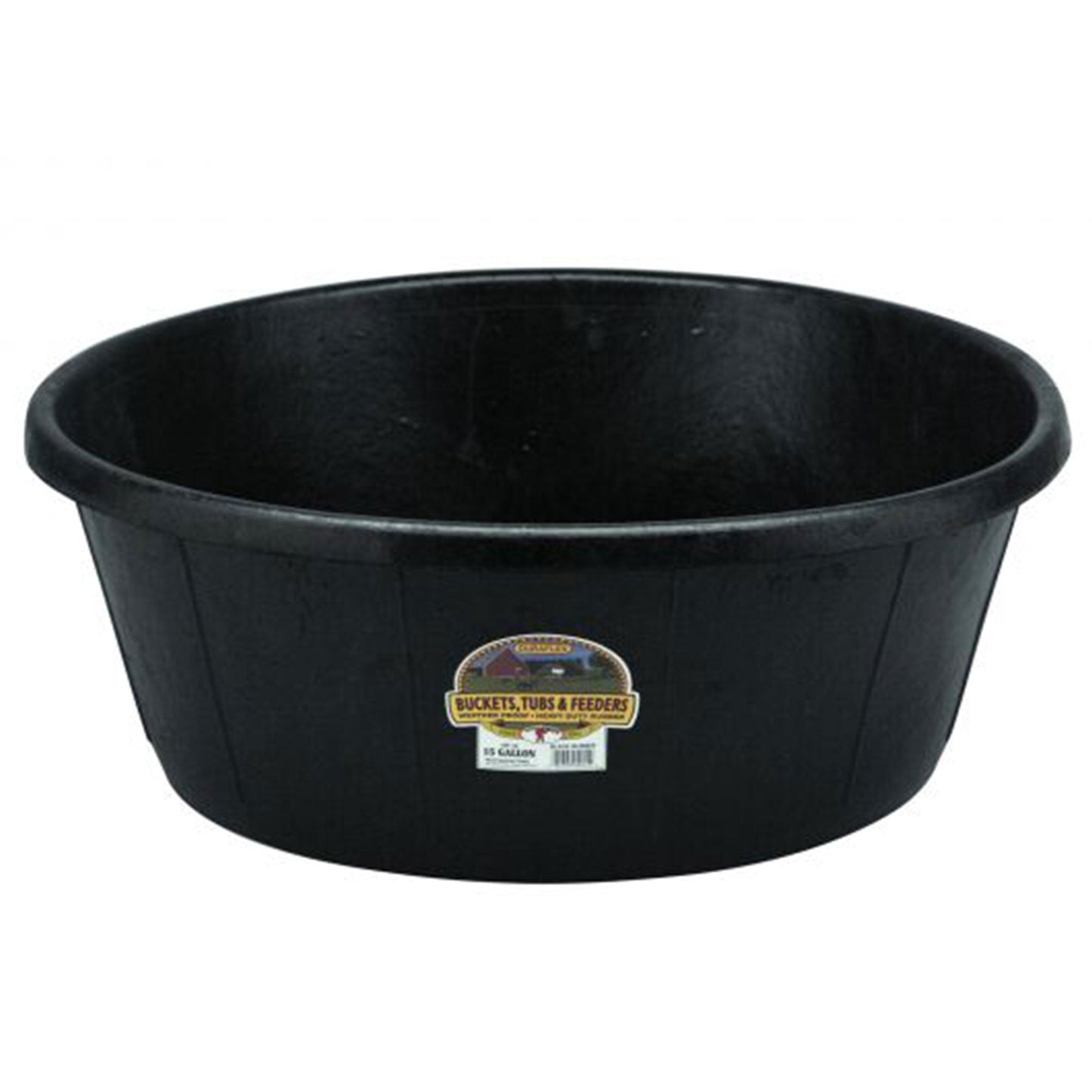 Little Giant Durable Weatherproof 15 Gallon Rubber Tub Feeder Pan Bowl, Black