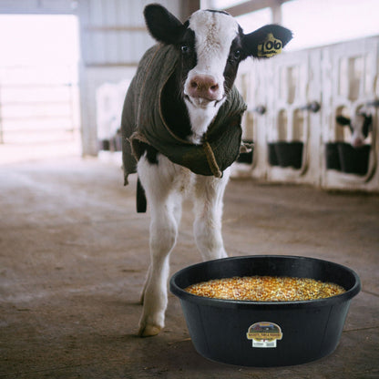 Little Giant Durable Weatherproof 15 Gallon Rubber Tub Feeder Pan Bowl, Black