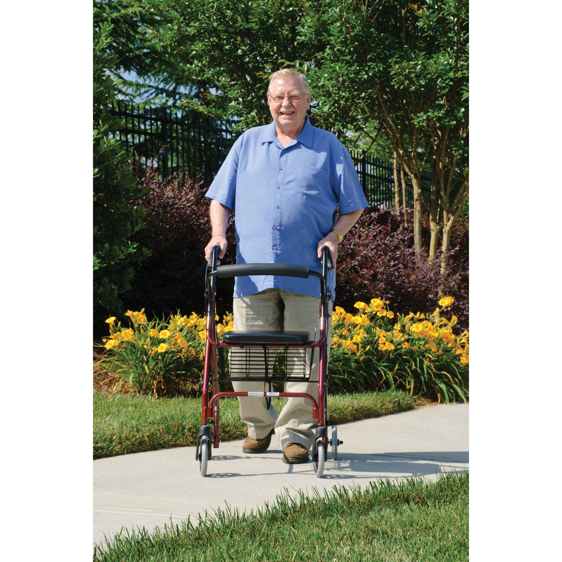 Graham Field Lumex Walkabout Lite Rollator with Seat and 6 Inch Wheels, Aqua - Find Fresh Goods