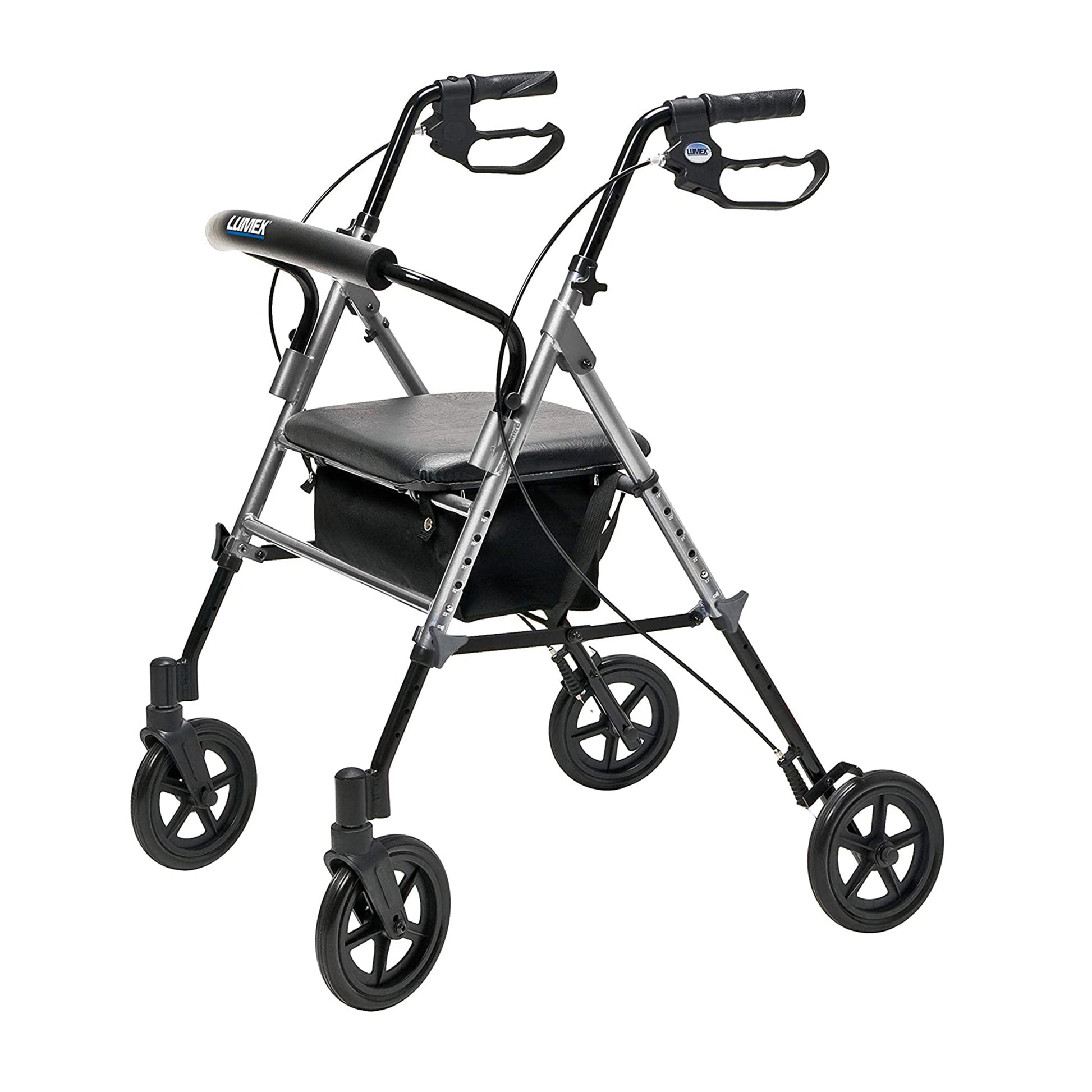 Lumex Set N' Go Wide 2-In-1 Height Adjustable Rollator Walker with Pouch, Silver - Find Fresh Goods