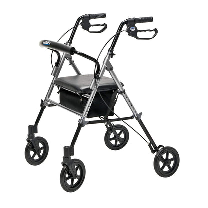 Lumex Set N' Go Wide 2-In-1 Height Adjustable Rollator Walker with Pouch, Silver - Find Fresh Goods