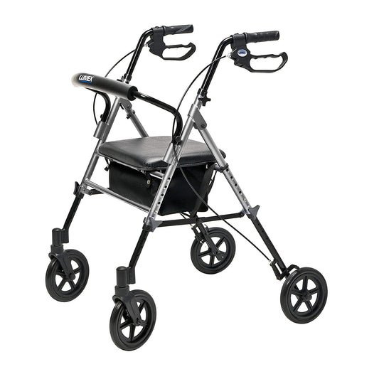 Lumex Set N' Go Wide 2-In-1 Height Adjustable Rollator Walker with Pouch, Silver - Find Fresh Goods