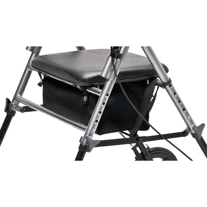 Lumex Set N' Go Wide 2-In-1 Height Adjustable Rollator Walker with Pouch, Silver - Find Fresh Goods