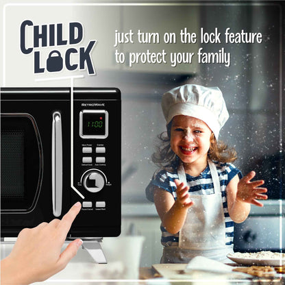 Nostalgia Mid-Century Retro 0.9 Cu. Ft. 900-Watt Microwave Oven, Black