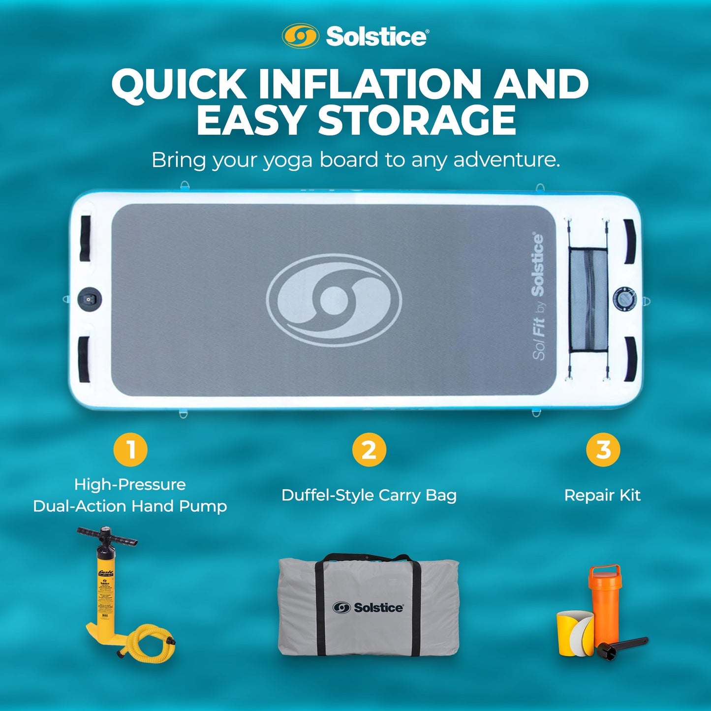 Solstice SolFit 94 Inch Stand Up Paddle Board Aquatic Yoga Mat with Camera Mount