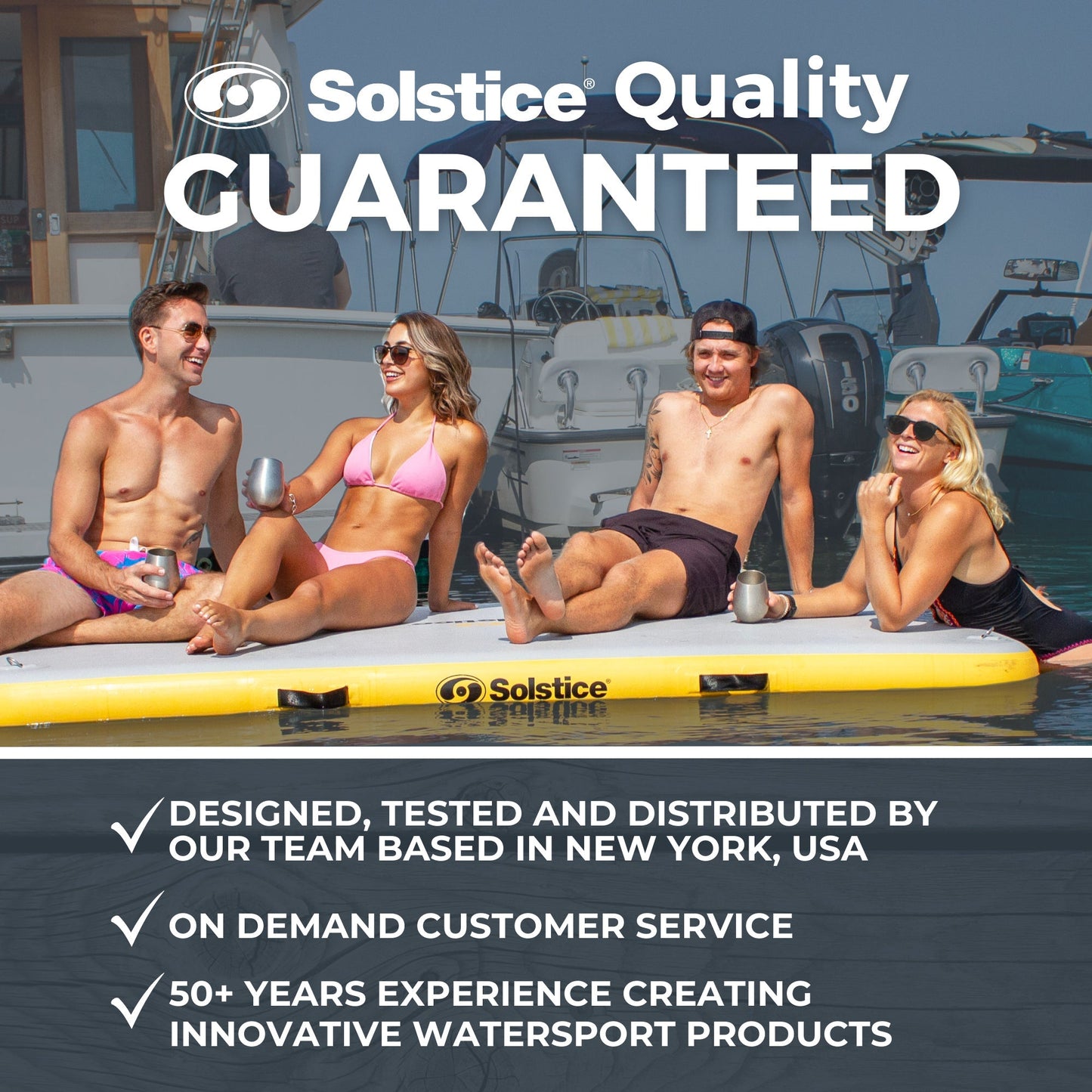 Solstice 8 x 5 ft Inflatable Floating Dock Rafting Platform w/Pump & Bag, Multi