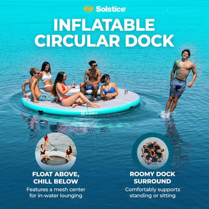 Solstice 10' Inflatable 7-10 Person Circular Mesh Dock Floating Island Platform