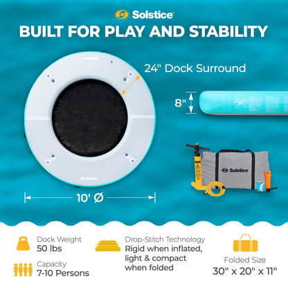 Solstice 10' Inflatable 7-10 Person Circular Mesh Dock Floating Island Platform