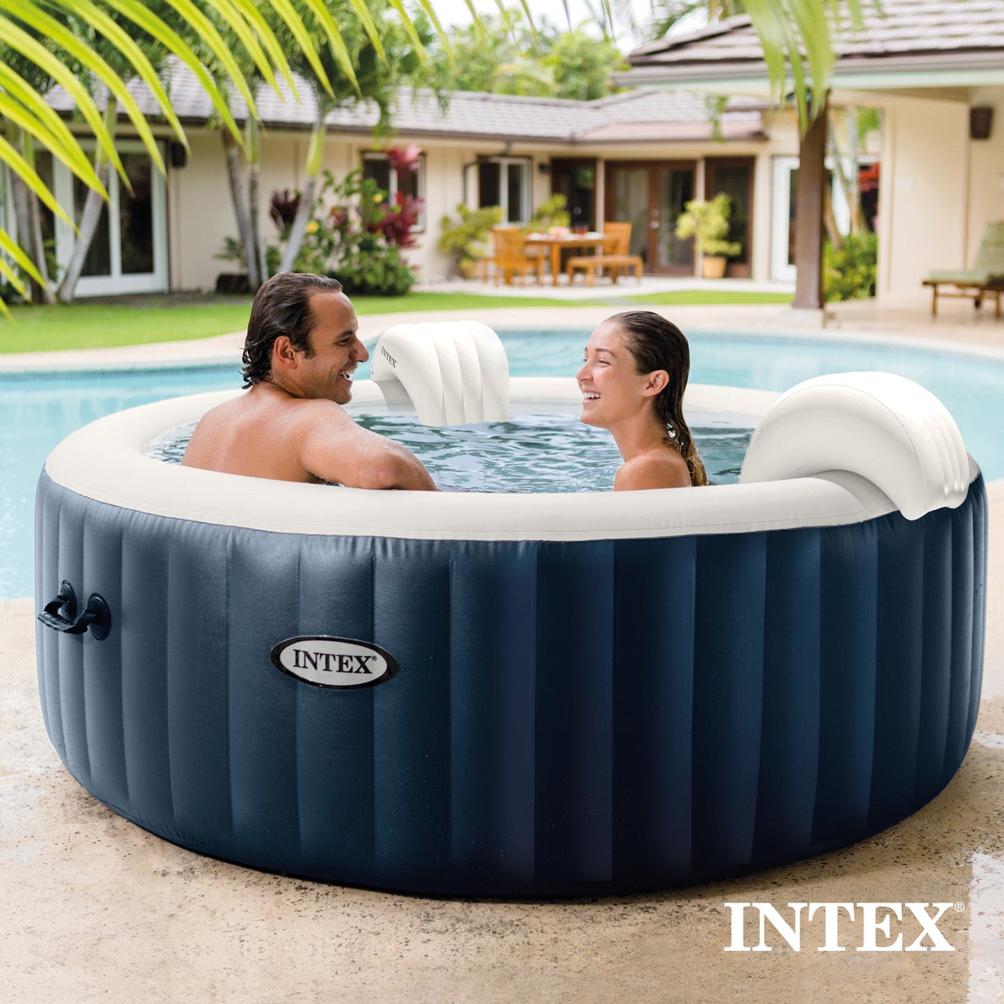 Intex 28429EP PureSpa Plus 4 Person Inflatable Hot Tub Bubble Jet Spa, 77" x 28"