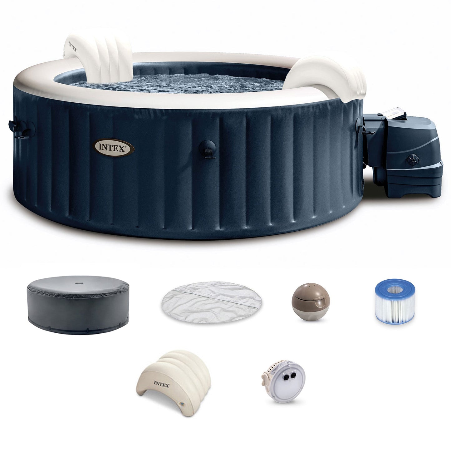 Intex 28429EP PureSpa Plus 4 Person Inflatable Hot Tub Bubble Jet Spa, 77" x 28"
