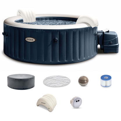 Intex 28429EP PureSpa Plus 4 Person Inflatable Hot Tub Bubble Jet Spa, 77" x 28"