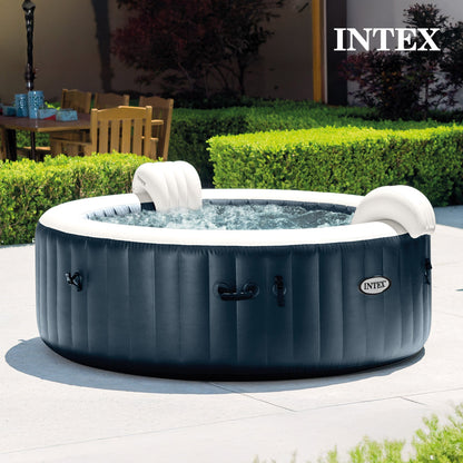 Intex PureSpa Plus 6 Person Inflatable Round Hot Tub Set with 170 AirJets, Blue