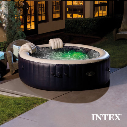 Intex PureSpa Plus 6 Person Inflatable Round Hot Tub Set with 170 AirJets, Blue