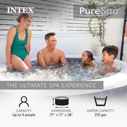 Intex 28439EP PureSpa Plus Greywood Inflatable Bubble Jet Spa, 77 x 28"