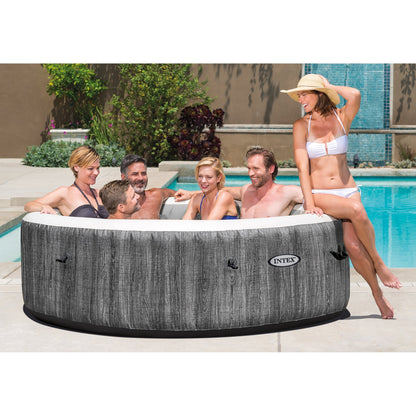 INTEX PureSpa Greywood Inflatable Spa & Attachable Drink & Snack Tray (4 Pack)