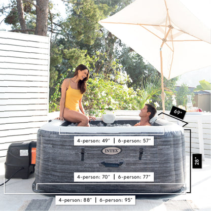 Intex PureSpa Plus Inflatable Square Hot Tub Spa with Maintenance Accessory Kit