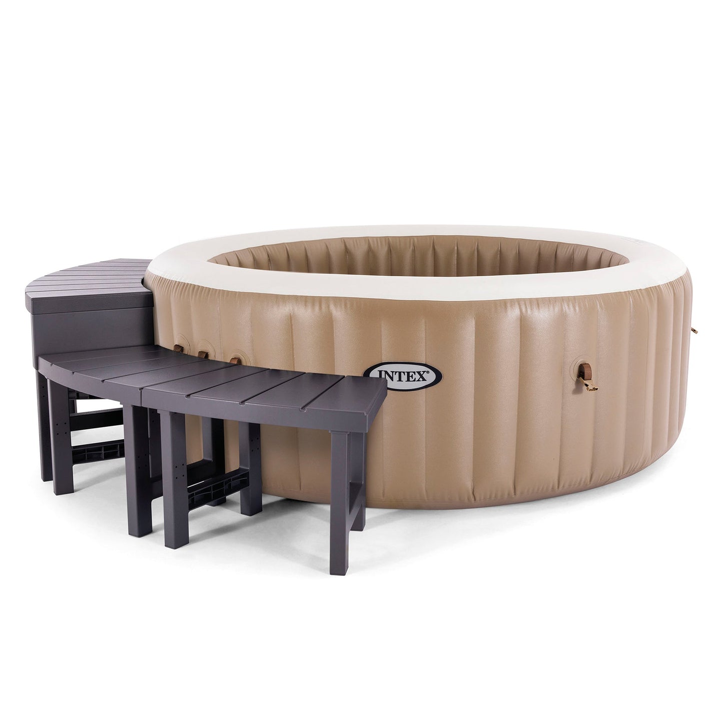 Intex PureSpa Plus Greywood Inflatable Hot Tub Jet Spa w/ Accessories Benches