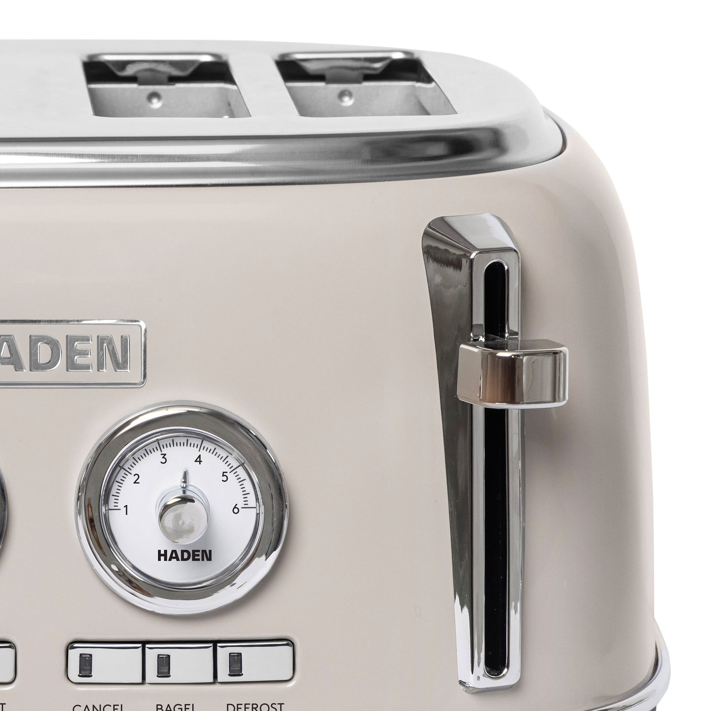 Haden Dorset 4 Slice Wide Slot Stainless Steel Toaster, Putty & Chrome