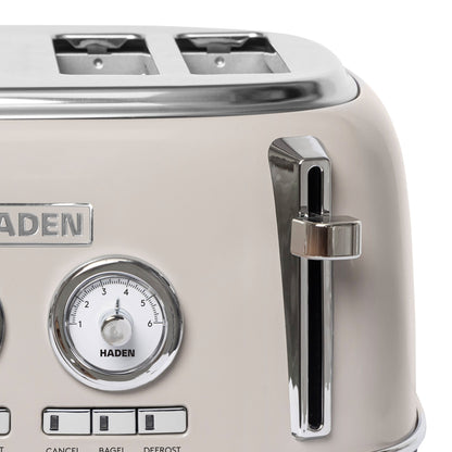 Haden Dorset 4 Slice Wide Slot Stainless Steel Toaster, Putty & Chrome