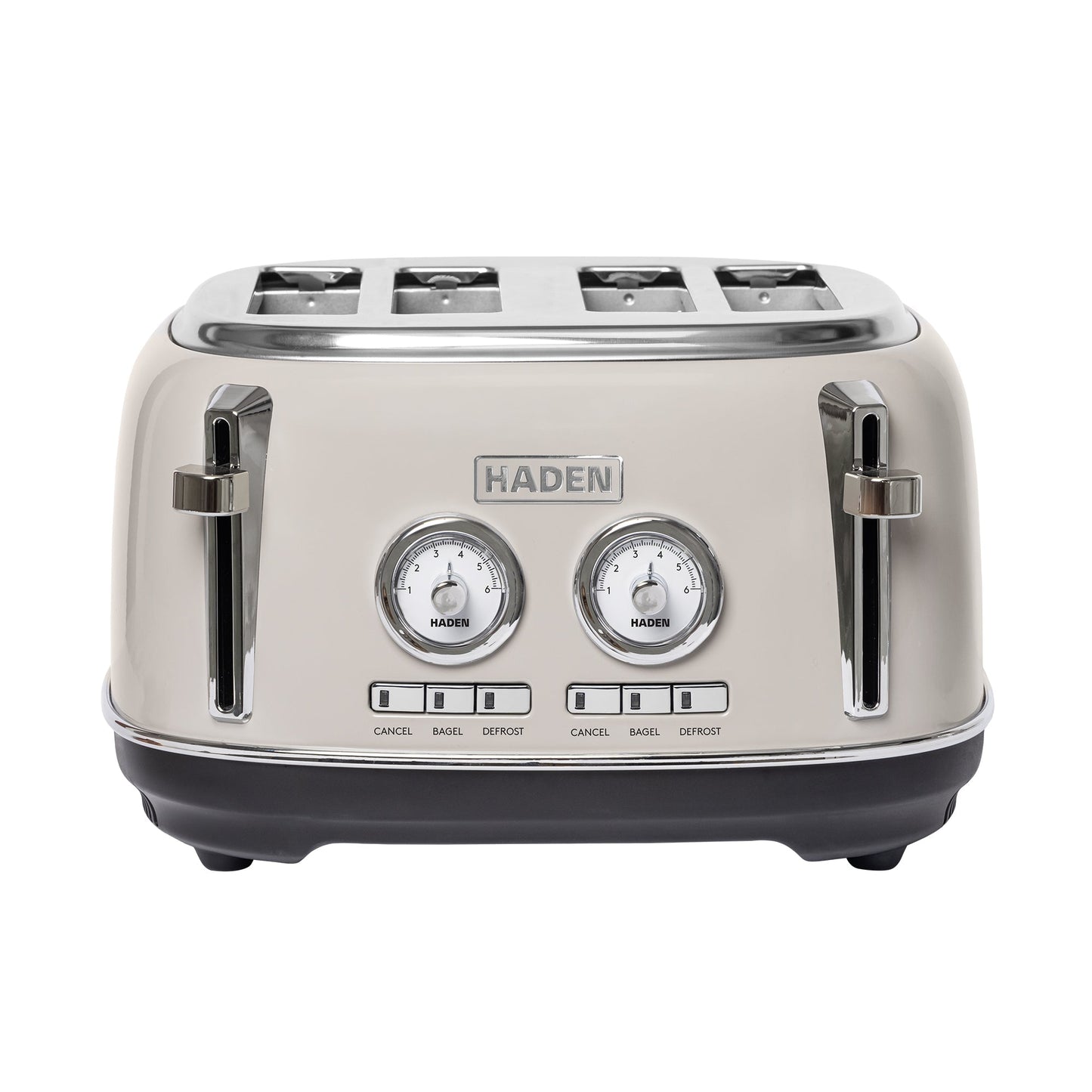 Haden Dorset 4 Slice Wide Slot Stainless Steel Toaster, Putty & Chrome