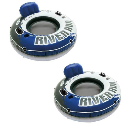 Intex River Run Inflatable Floating Water Tube Raft for Lake/Pool/River (2 Pack)