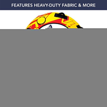 AquaPro 50 In Nylon Deck Style Towable 1 Person Rider, Yellow/Red w/ Hand Pump