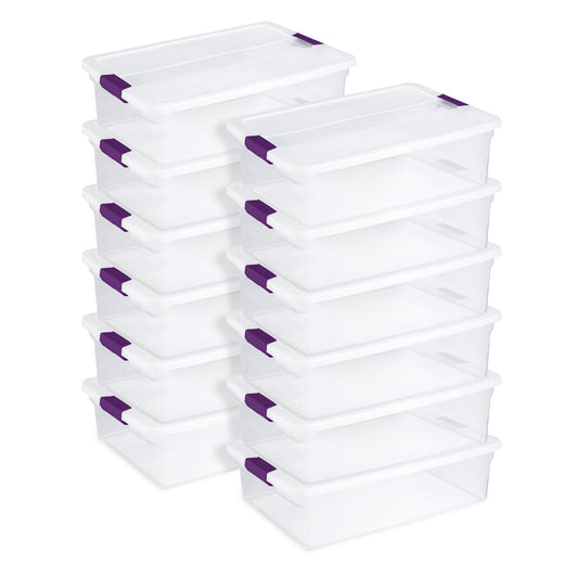 Sterilite 32 Quart Clear View Storage Container Tote w/ Latching Lid, (12 Pack)