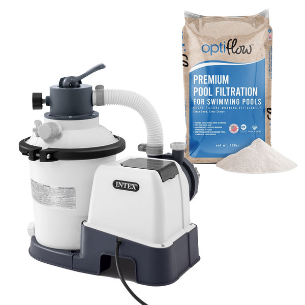 Intex 26641EG Krystal Clear Sand Filter Pump & OptiFlow Premium Pool Filter Sand