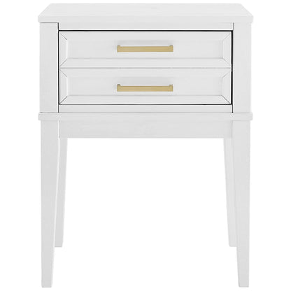 MUSEHOMEINC Mid Century Modern 2 Drawer Solid Wood Nightstand End Table, White