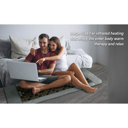 UTK 24" x 70" Tourmaline Stone Infrared Pain Relief Heating Mat w/ Remote, Gray - Find Fresh Goods