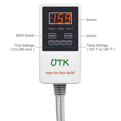 UTK 24" x 70" Tourmaline Stone Infrared Pain Relief Heating Mat w/ Remote, Gray - Find Fresh Goods