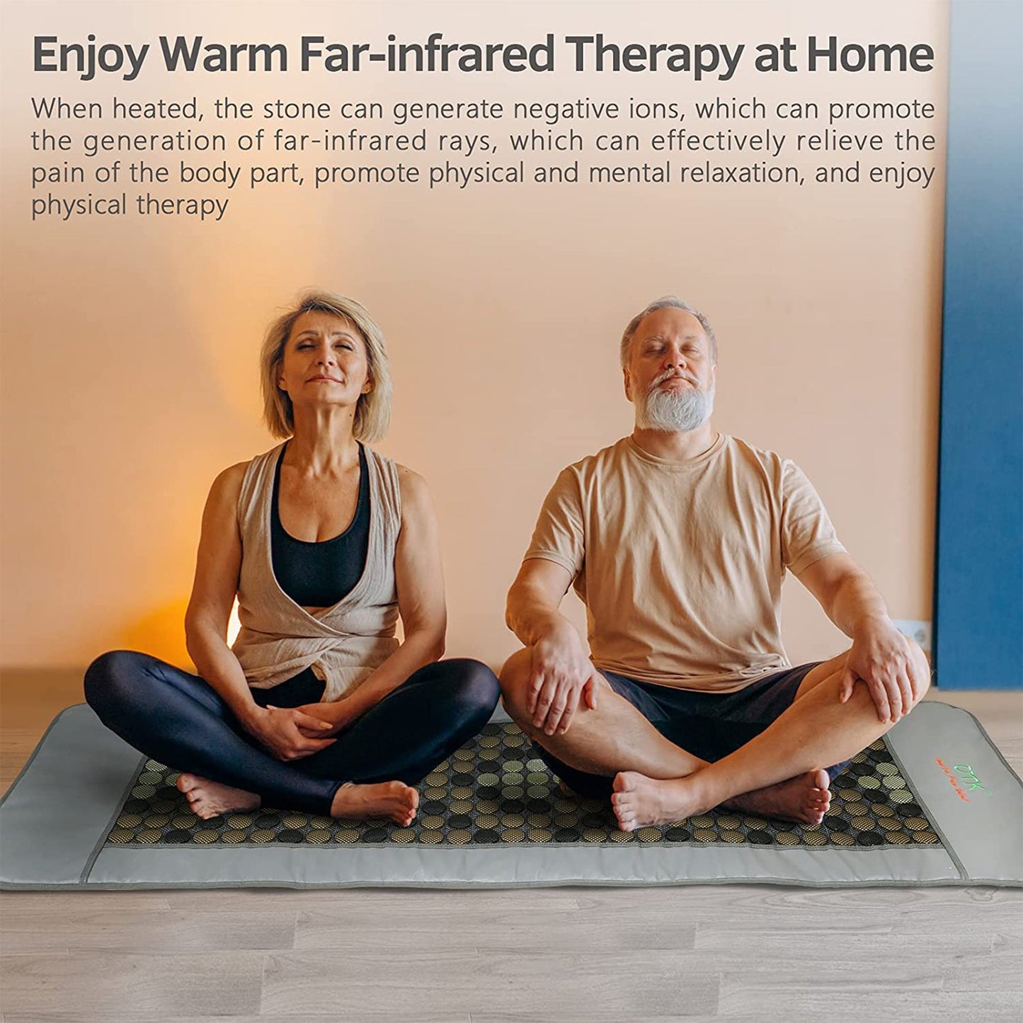 UTK 24" x 70" Tourmaline Stone Infrared Pain Relief Heating Mat w/ Remote, Gray - Find Fresh Goods