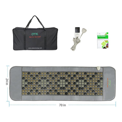 UTK 24" x 70" Tourmaline Stone Infrared Pain Relief Heating Mat w/ Remote, Gray - Find Fresh Goods