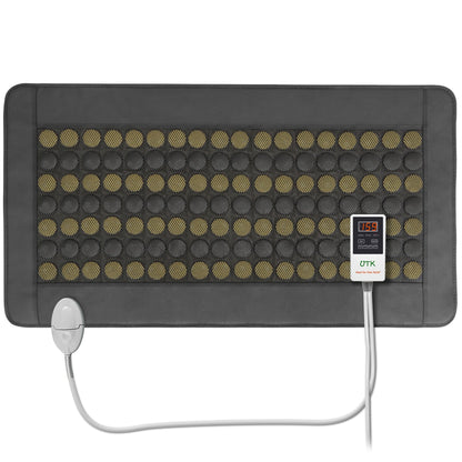 UTK 21" x 38" Tourmaline Stone Infrared Pain Relief Heating Mat w/ Remote, Black