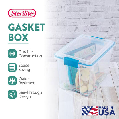 Sterilite Large 20 Qt Home Storage Container Tote with Latching Lids, (12 Pack)