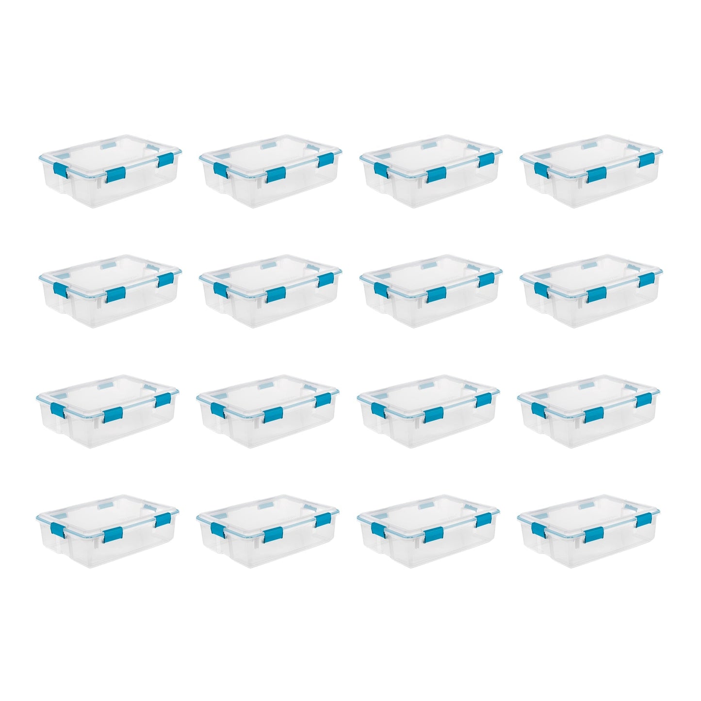 Sterilite 37 Qt Clear Plastic Home Storage Tote Bin with Secure Lids, (16 Pack)