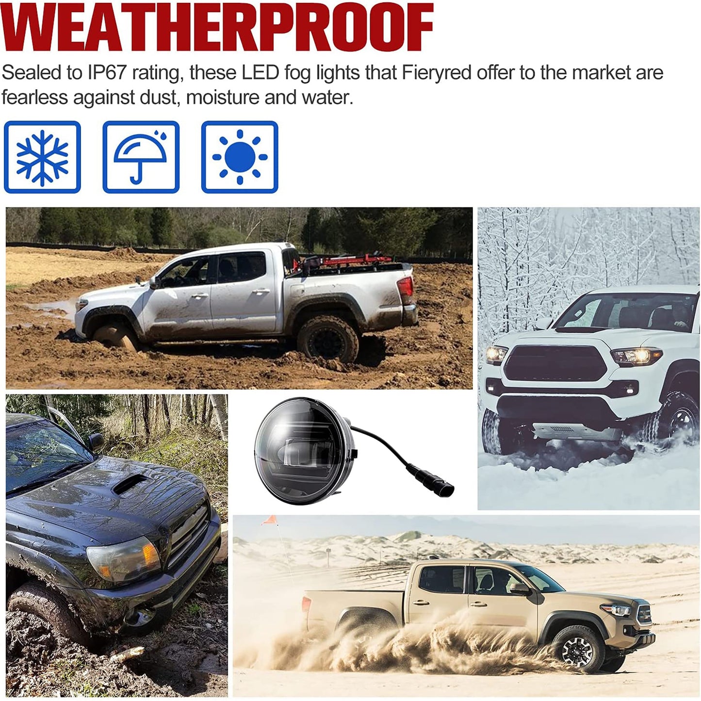 Fieryred LED Fog Light, Compatible w/ Tacoma, Tundra, & Solara, Bumper Placement - Find Fresh Goods