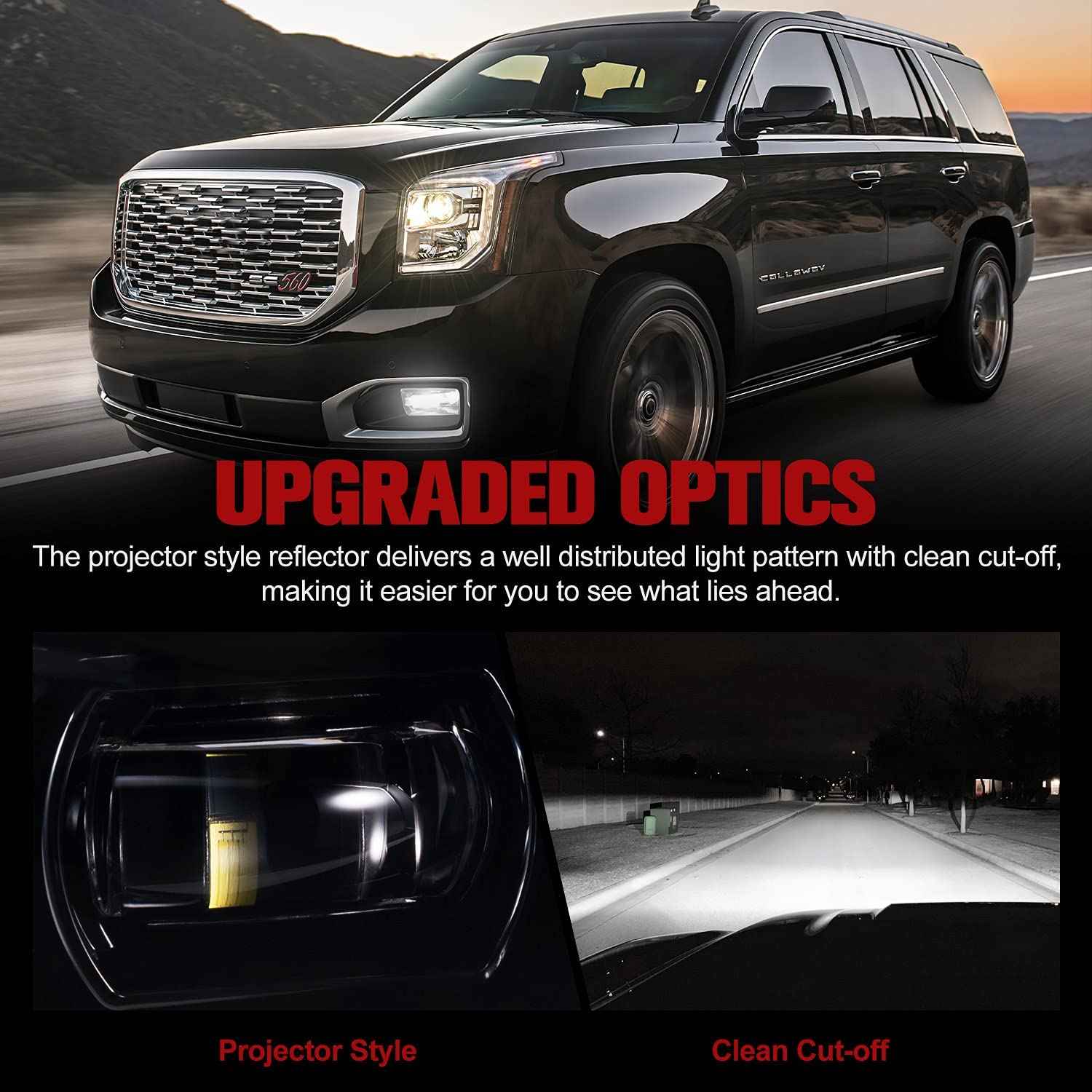 Fieryred LED Fog Light, Compatible w/ Tahoe and Yukon, Bumper Placement, Black