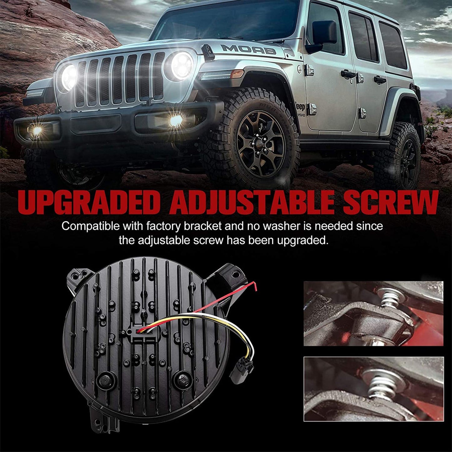 Fieryred 9" LED Halo Angel Eyes Headlights, Compatible w/ Wrangler JL 2018-2021 - Find Fresh Goods
