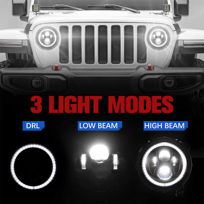 Fieryred 9" LED Halo Angel Eyes Headlights, Compatible w/ Wrangler JL 2018-2021 - Find Fresh Goods
