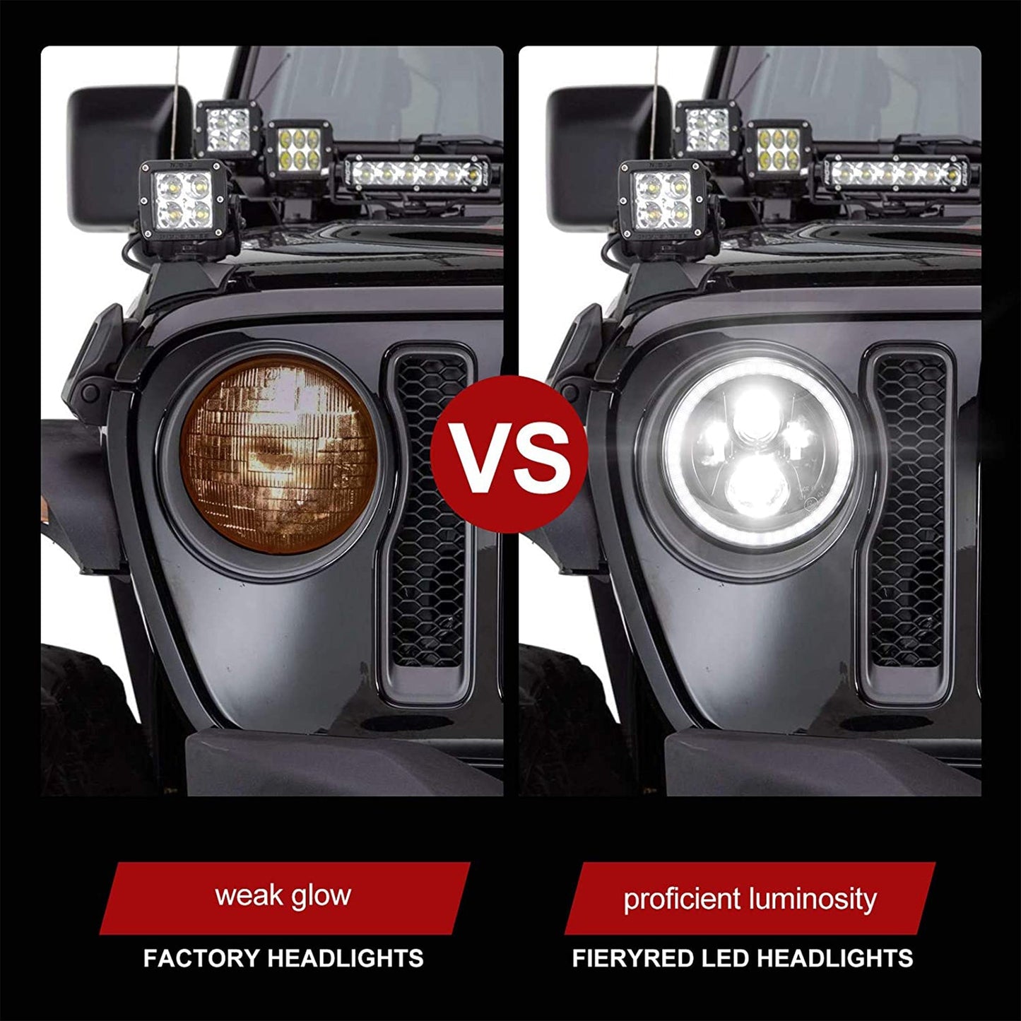 Fieryred 9" LED Halo Angel Eyes Headlights, Compatible w/ Wrangler JL 2018-2021 - Find Fresh Goods