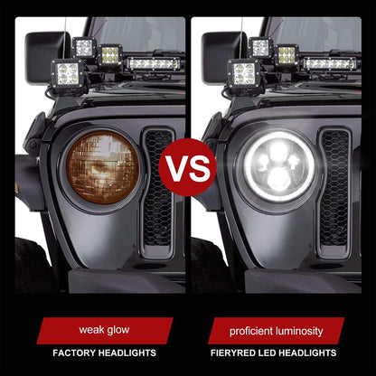 Fieryred 9" LED Halo Angel Eyes Headlights, Compatible w/ Wrangler JL 2018-2021 - Find Fresh Goods