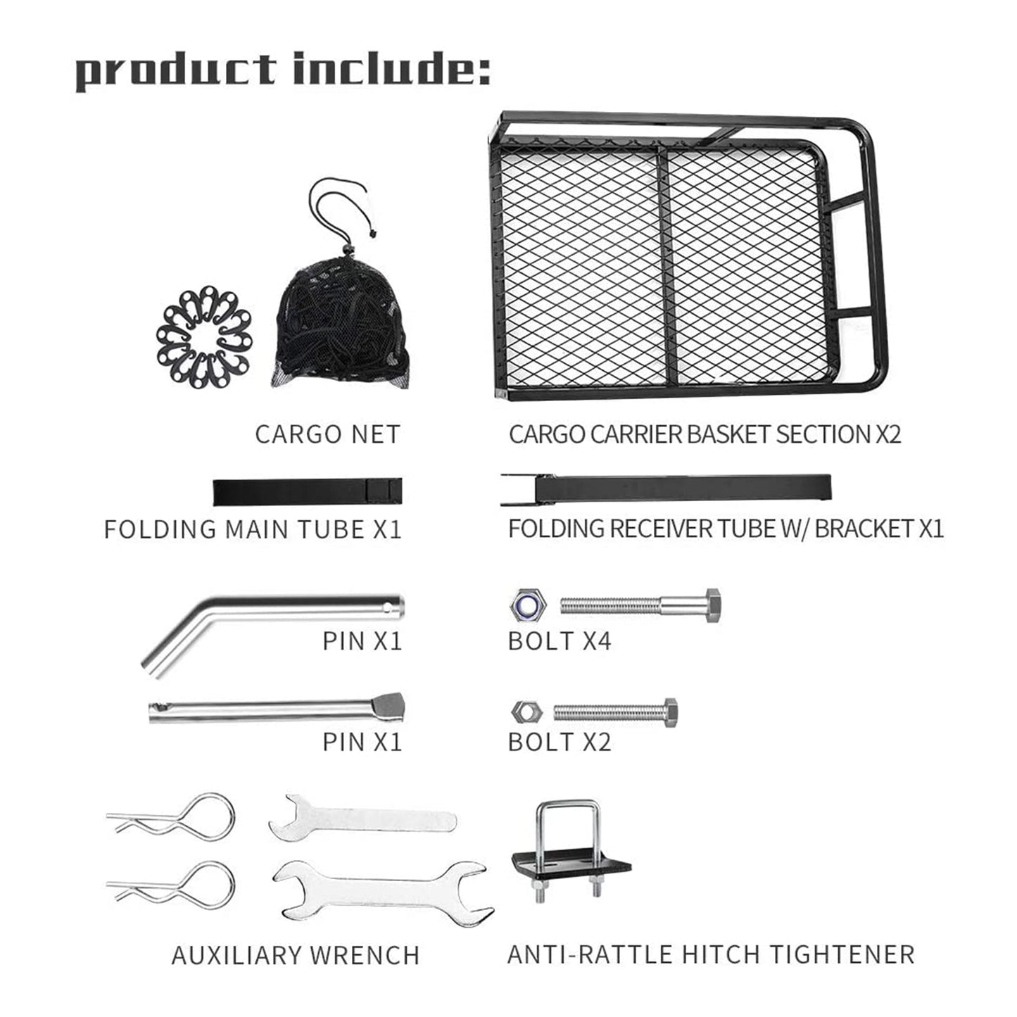 Fieryred Folding Steel Mesh Cargo Carrier Luggage Basket with 500 Pound Capacity - Find Fresh Goods