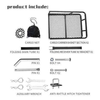 Fieryred Folding Steel Mesh Cargo Carrier Luggage Basket with 500 Pound Capacity - Find Fresh Goods